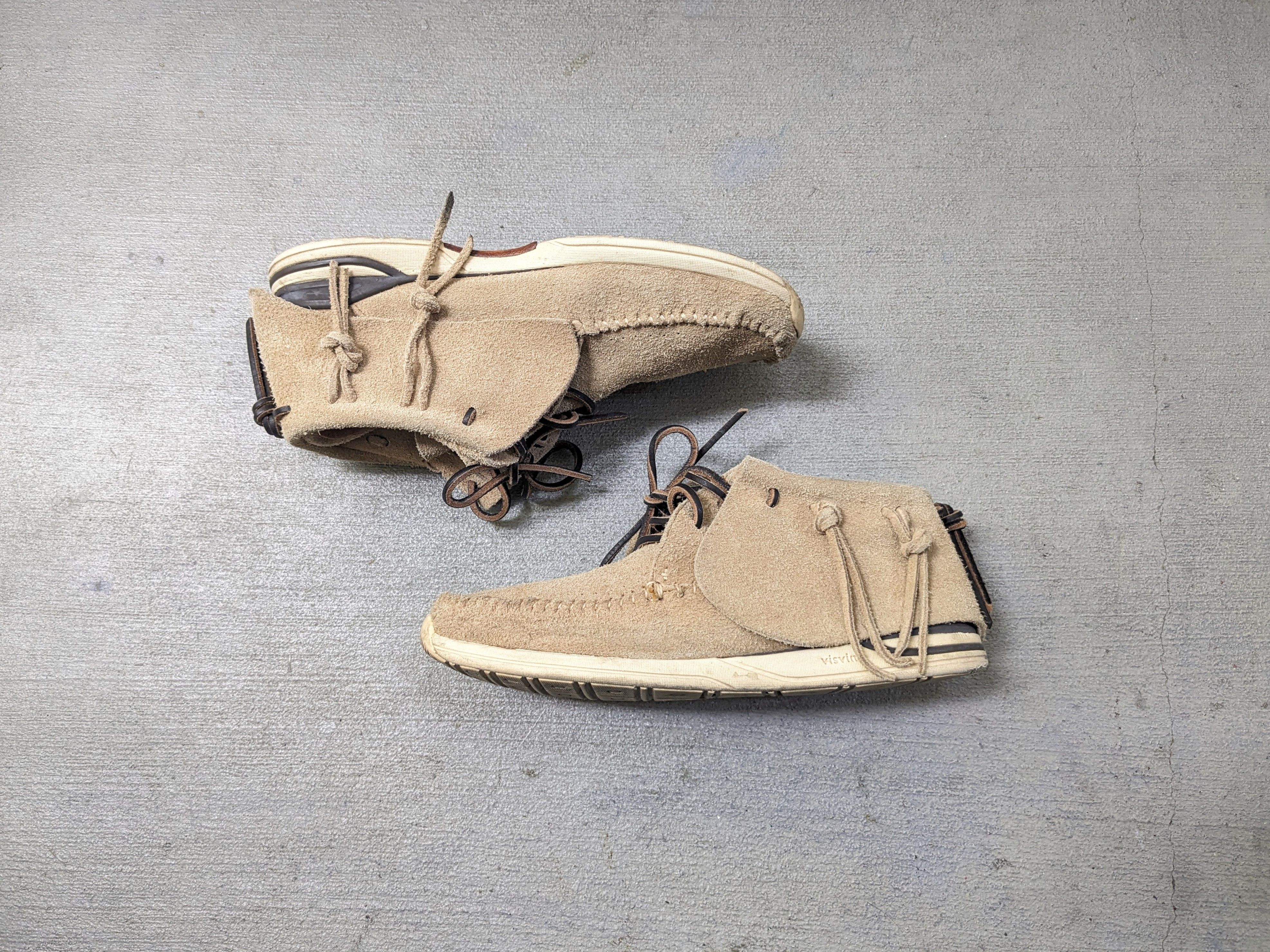 image of Visvim Fbt Llhamo Sand Suede 9.5 Leather Hiroki Nakamoto Shoes in Beige, Men's