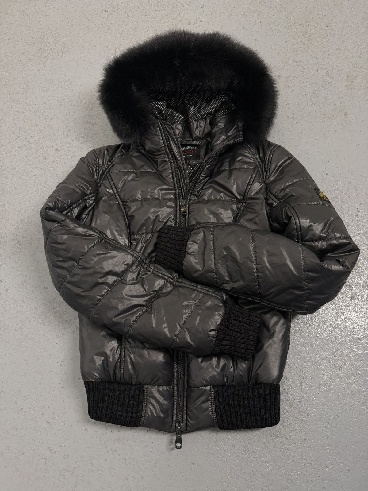 Refrigiwear Streetwear Fur Black Fur Down Y2K Fitted Bomber Jacket Size M / US 6-8 / IT 42-44 - 9 Thumbnail