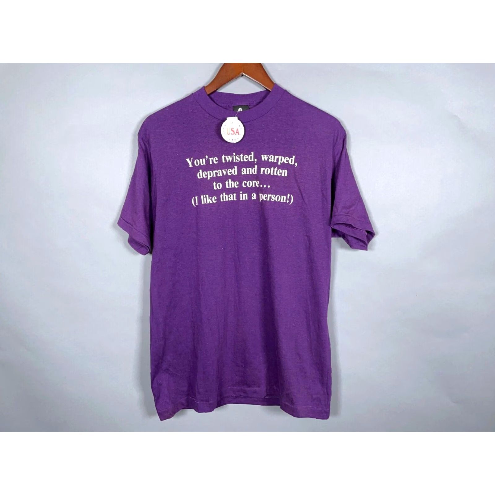 Vintage VTG Badger Sport T-Shirt Shirt Unworn Purple Short Sleeve Crew Neck Adult Small Logo Graphic 80s 90s Funny Music Size US S / EU 44-46 / 1 - 2 Thumbnail