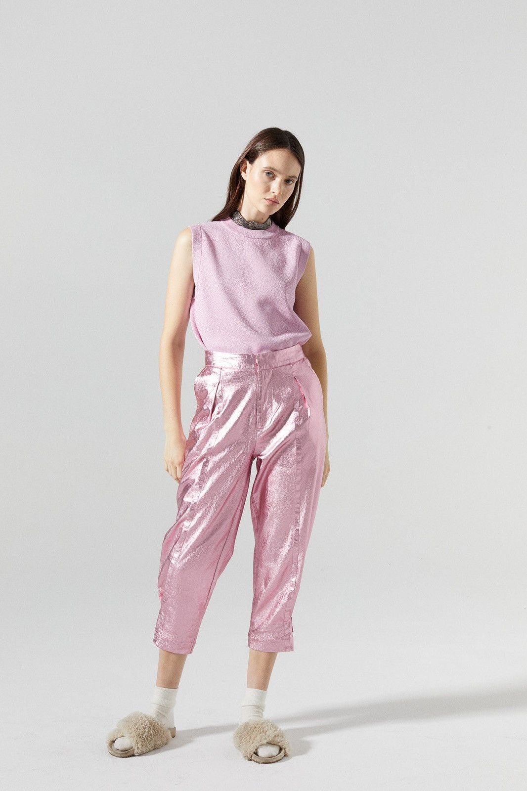 Other LANTROPY GRAMERCY METALLIC LINEN PANTS - PINK W/LIME SIZE 4 Size 27" / US 4 / IT 40 - 4 Thumbnail