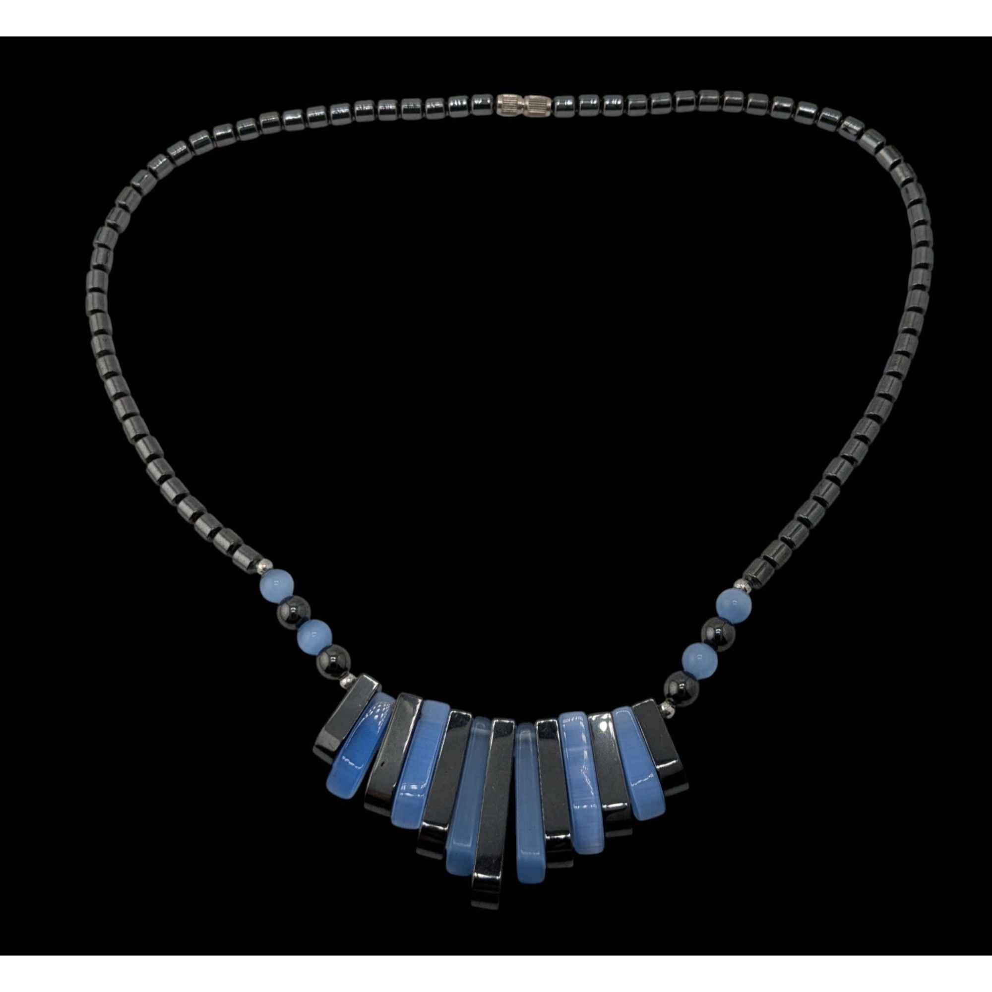 Other Blue And Black Hematite And Cateye Glass Beaded Statement Ne Size ONE SIZE - 2 Thumbnail