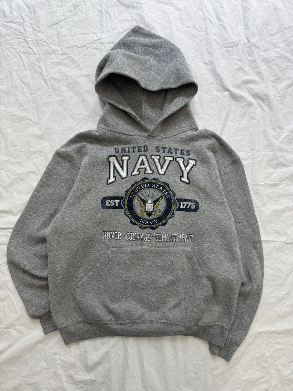 Vintage Vintage 90s Boxy Navy United States Hoodie Size US M / EU 48-50 / 2 - 1 Thumbnail