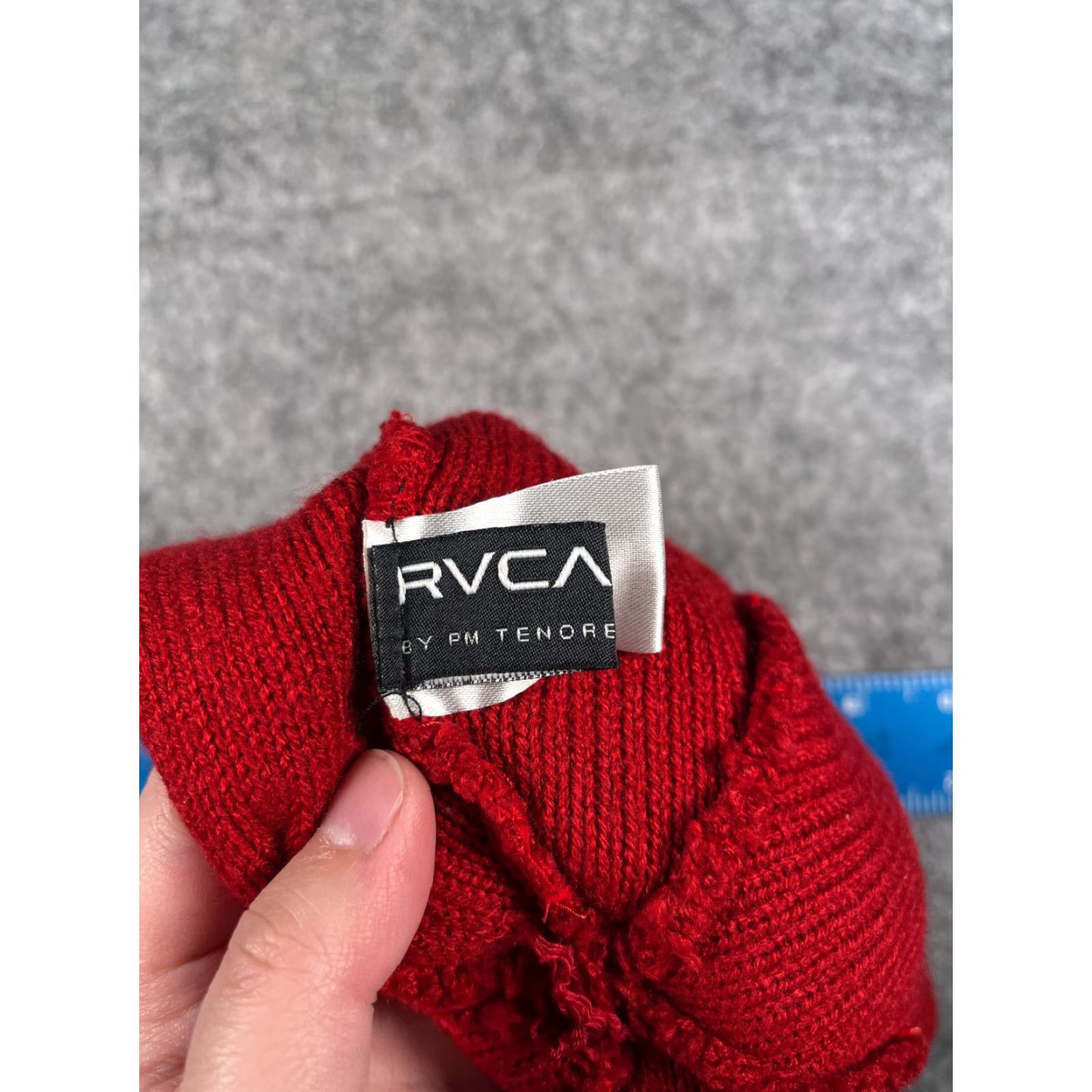 RVCA RVCA Beanie Toque Hat Adult One Size Red Stripe Knit 100% Acrylic Pom Ski Skate Size ONE SIZE - 7 Thumbnail