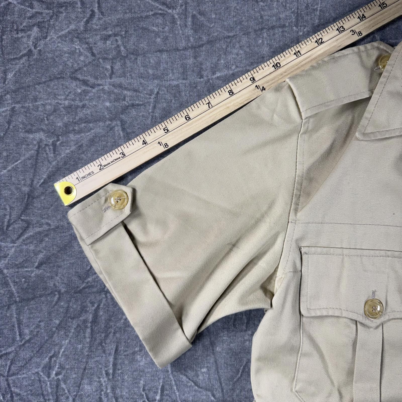 Pierre Cardin Pierre Cardin Shirt Women's 40 Khaki Front Pocket Safari VTG Size 36" / US 14 / IT 50 - 4 Thumbnail