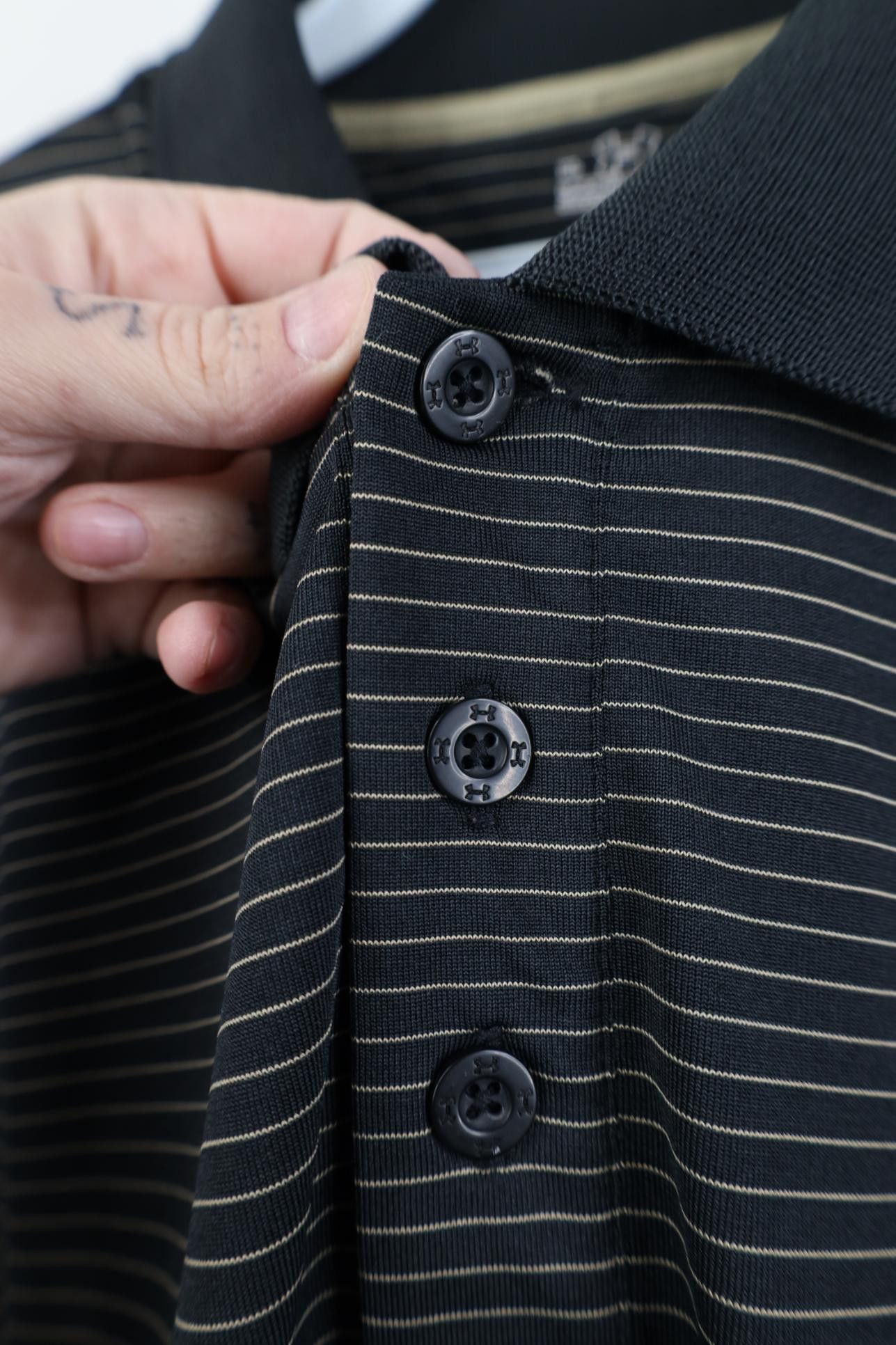 Under Armour Under Armour Pinstriped Collared Golfing Polo Shirt Black Size US XL / EU 56 / 4 - 5 Thumbnail