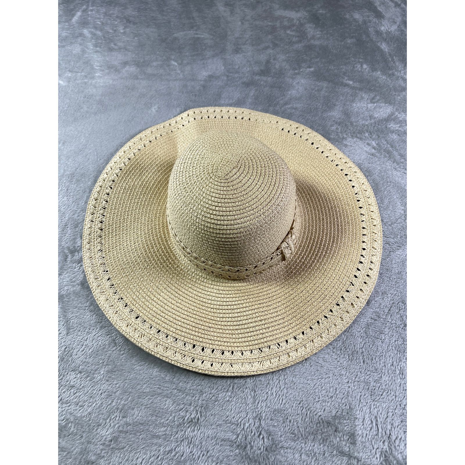 Other Coastal Chic Beige Woven Sun Hat Wide Brim 7 Quiet Luxury Size ONE SIZE - 3 Thumbnail