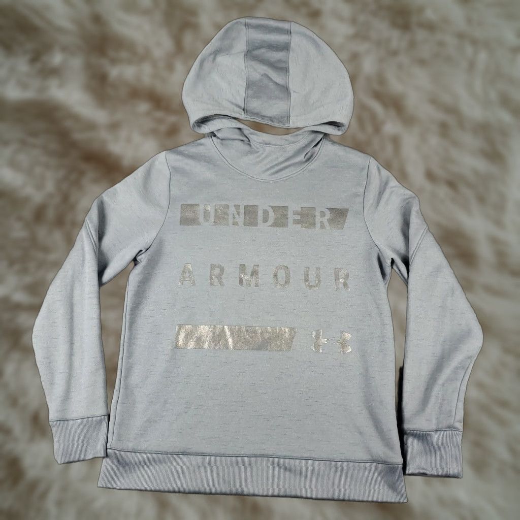Under Armour Under Armour Hoodie Womens Small Gray Pullover Sweatshirt Mock Neck Logo Pockets Regular Fit- Activewear, Casual, Winter Size S / US 4 / IT 40 - 1 Thumbnail