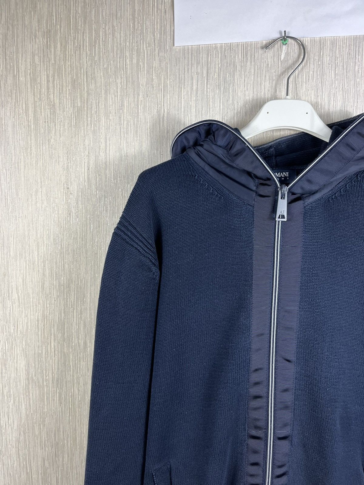 Armani × Giorgio Armani Giorgio Armani jeans knit full zip hoodie sweater cardigan Size US L / EU 52-54 / 3 - 4 Thumbnail