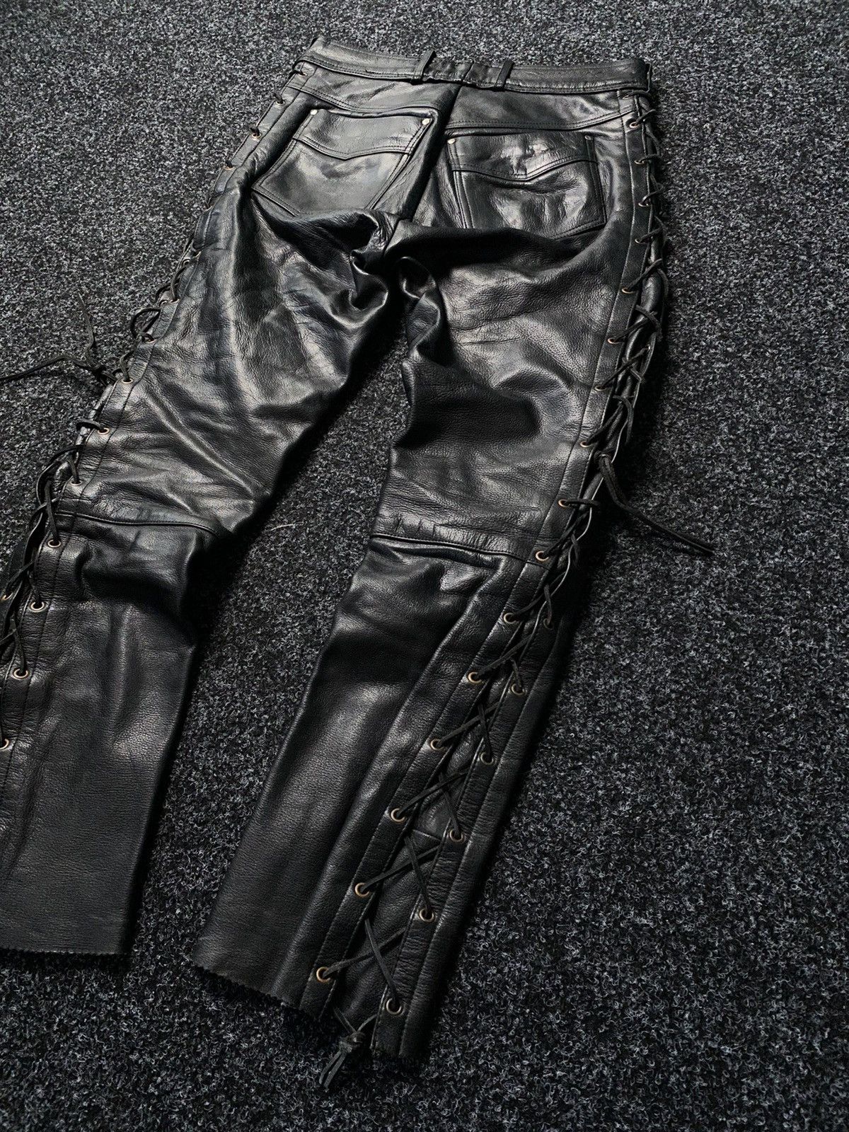 Leather Real Leather Moto Biker Racing Pants Opium y2k Size US 33 - 11 Thumbnail