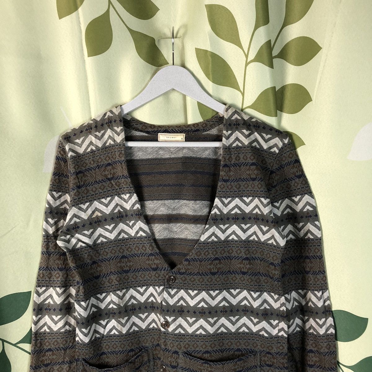 Homespun Knitwear × Japanese Brand Browny grey art vintage design Cardigan knitwear #7417 Size M / US 6-8 / IT 42-44 - 2 Thumbnail