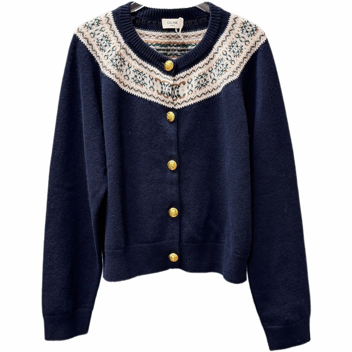 Celine Celine Fair Isle Cashmere Cardigan Size L Size L / US 10 / IT 46 - 1 Thumbnail