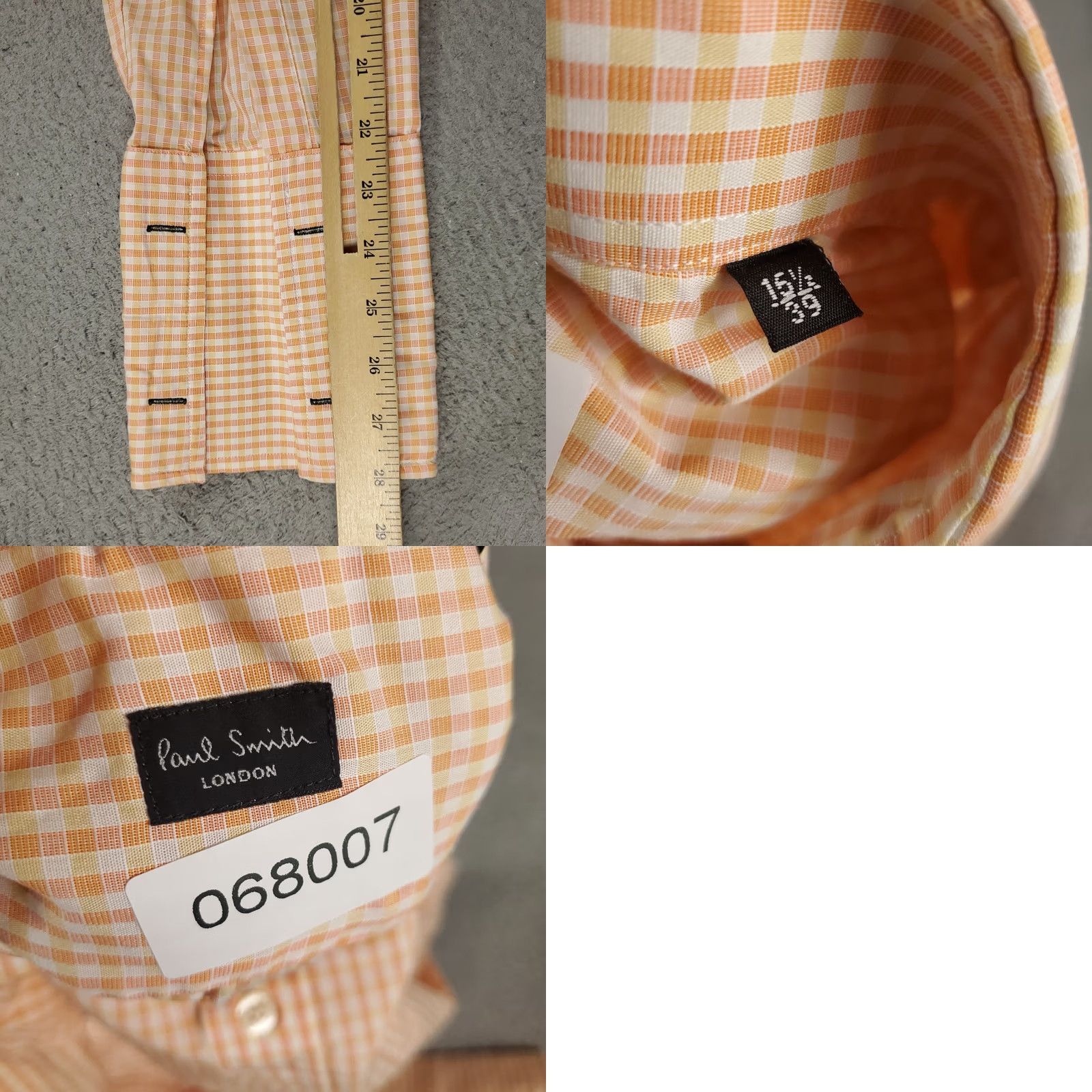 Paul Smith Paul Smith Shirt Mens 15.5 Orange Check Dress Button Collar Cuff Vintage: No Men’s Regular Long Sleeve Size 42R - 8 Thumbnail
