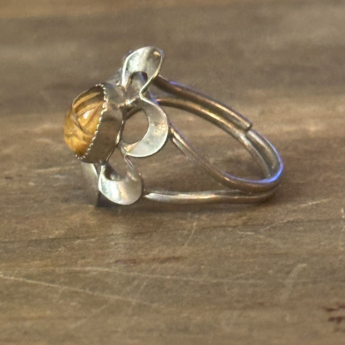 Vintage Vintage silver tone tigers eye flower ring Size ONE SIZE - 5 Thumbnail