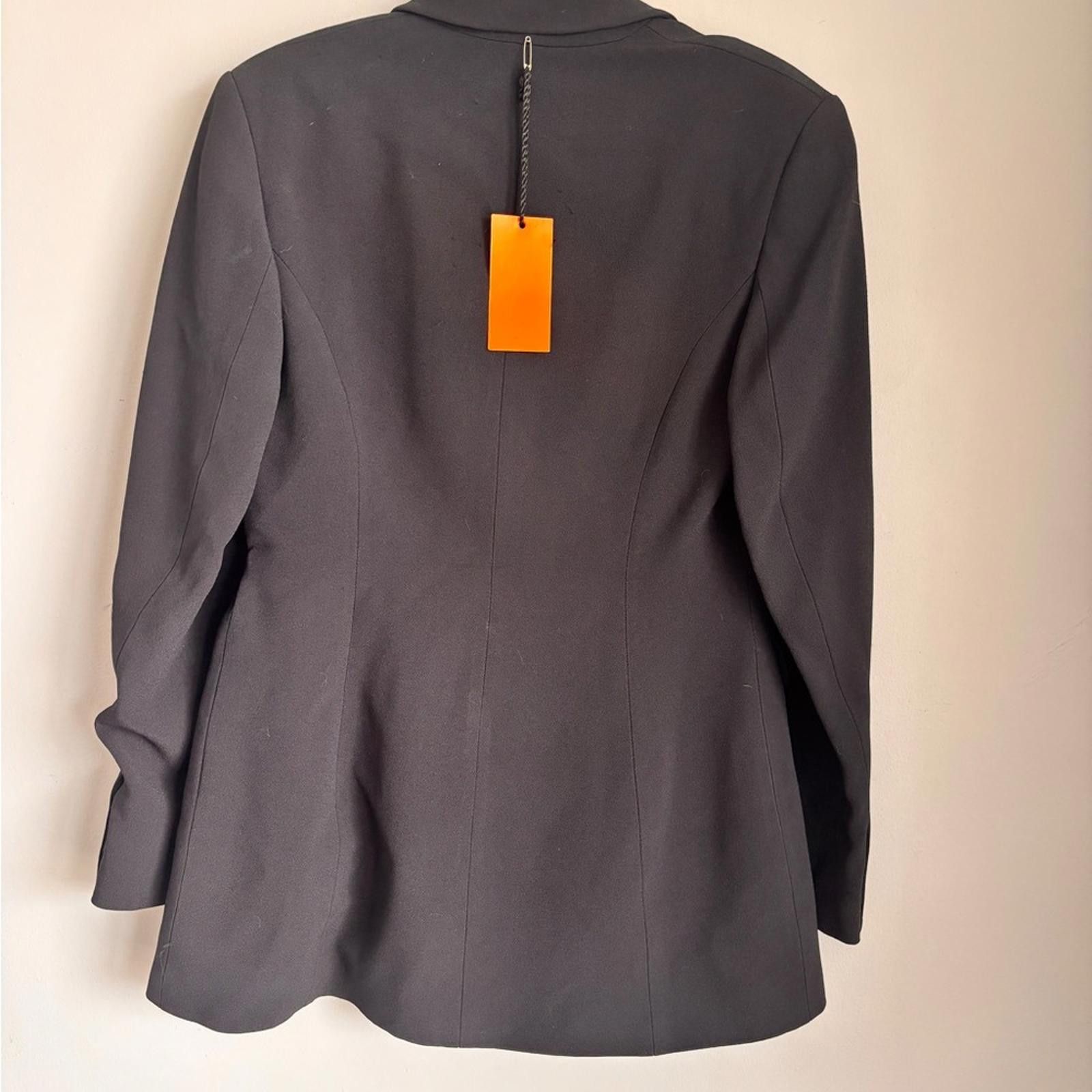 Designer Karen Millen Black Blazer with Side Belt Size XL / US 12-14 / IT 48-50 - 3 Thumbnail