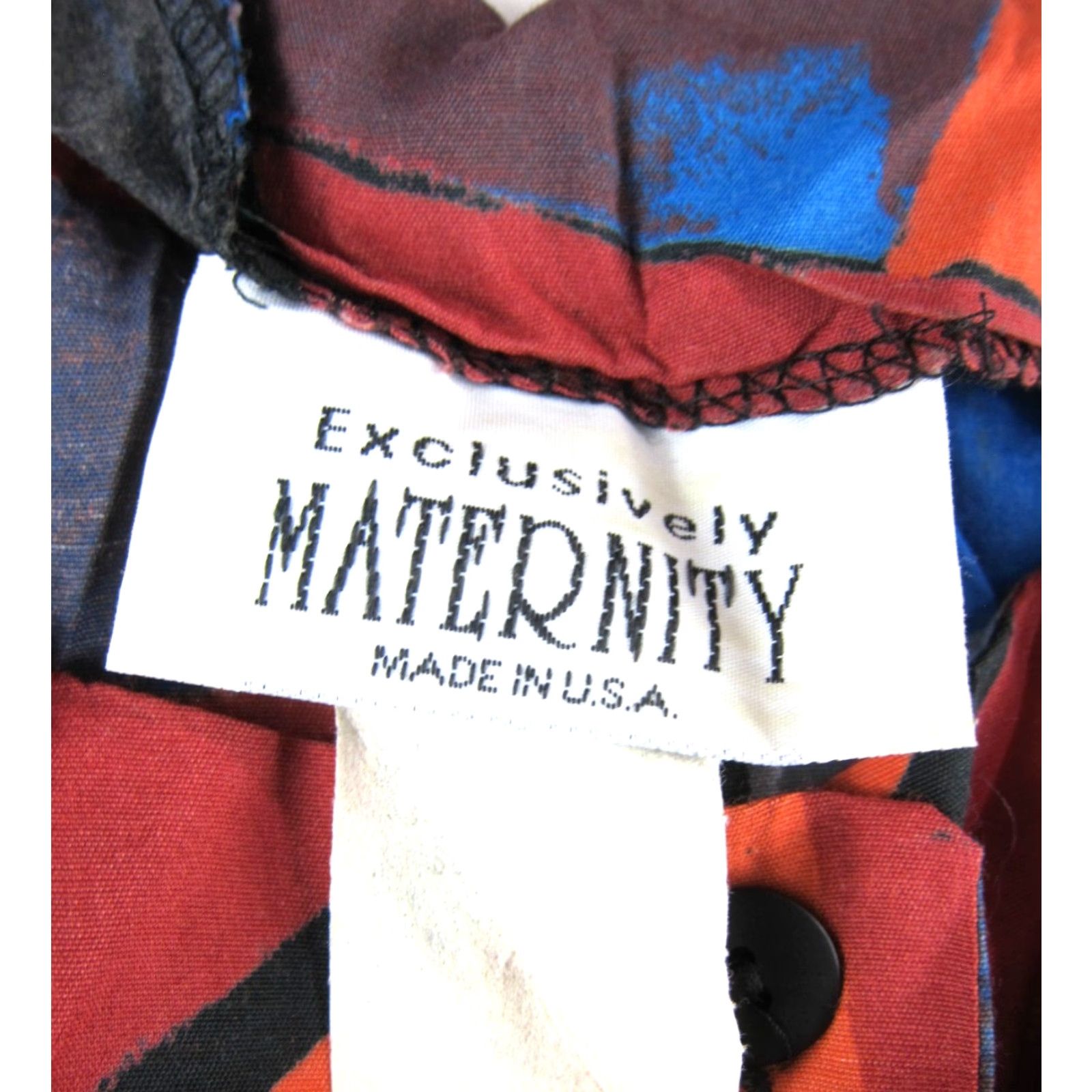 Vintage VTG Exclusively Maternity Jumper Romper Jumpsuit One-Piece Pockets Orange Blue Maternity Clothes Women Modern Geometric 100% Rayon Size M / US 6-8 / IT 42-44 - 3 Thumbnail