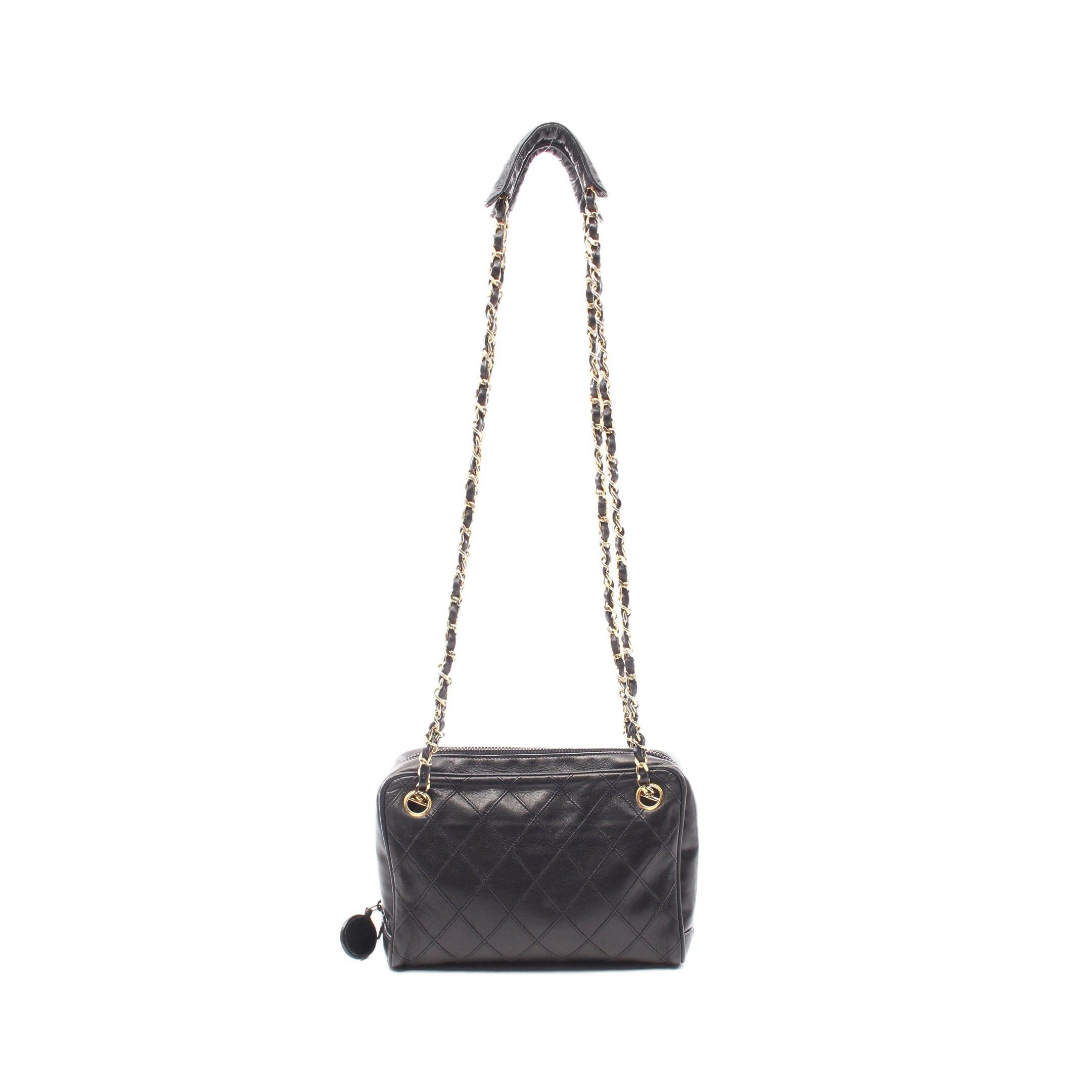 image of Chanel Bicolore Chain Shoulder Bag Lambskin Black Gold Hardware Vintage, Women's
