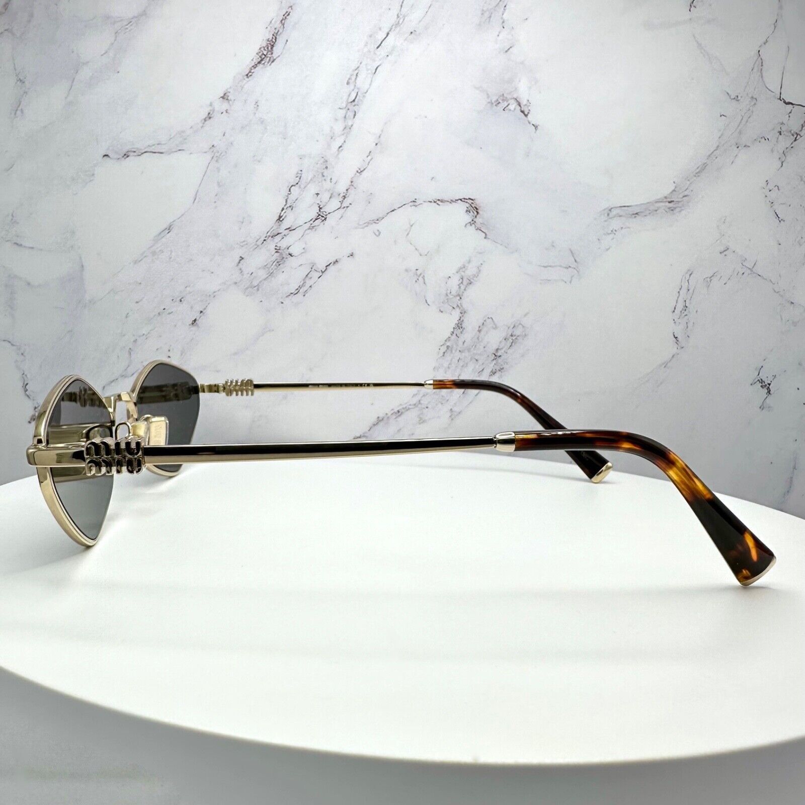 Miu Miu New MIU MIU Runway Hexagon Gold Metal Sunglasses Logo Size ONE SIZE - 10 Thumbnail