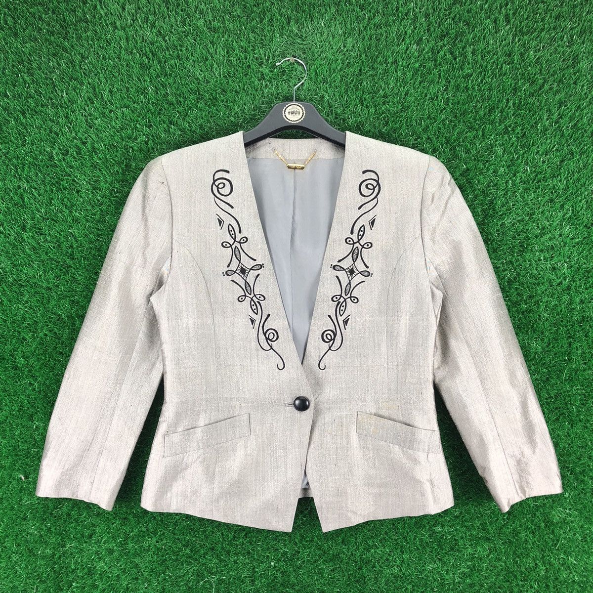 image of 80's Cardigan Coat Women Tokyo Style By Hi Style in Grey (Size XS)