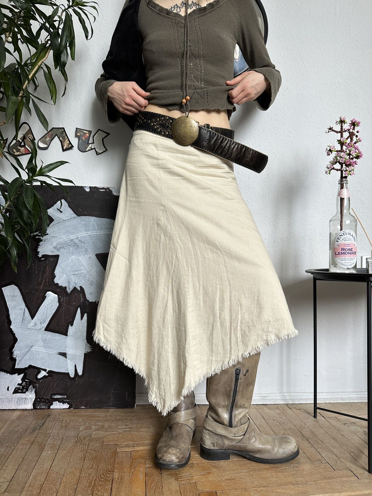 20471120 × Japanese Brand Asymmetrical Ruffle Fairy Boho Goblin Core Skirt Size 30" / US 8 / IT 44 - 5 Thumbnail