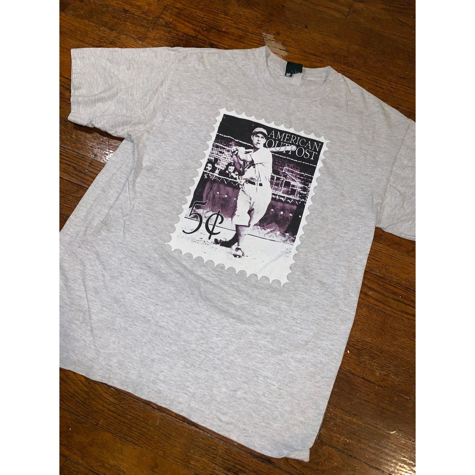 Other × Vintage Vtg American Outpost Baseball Stamp T Shirt USA L Size US L / EU 52-54 / 3 - 4 Thumbnail