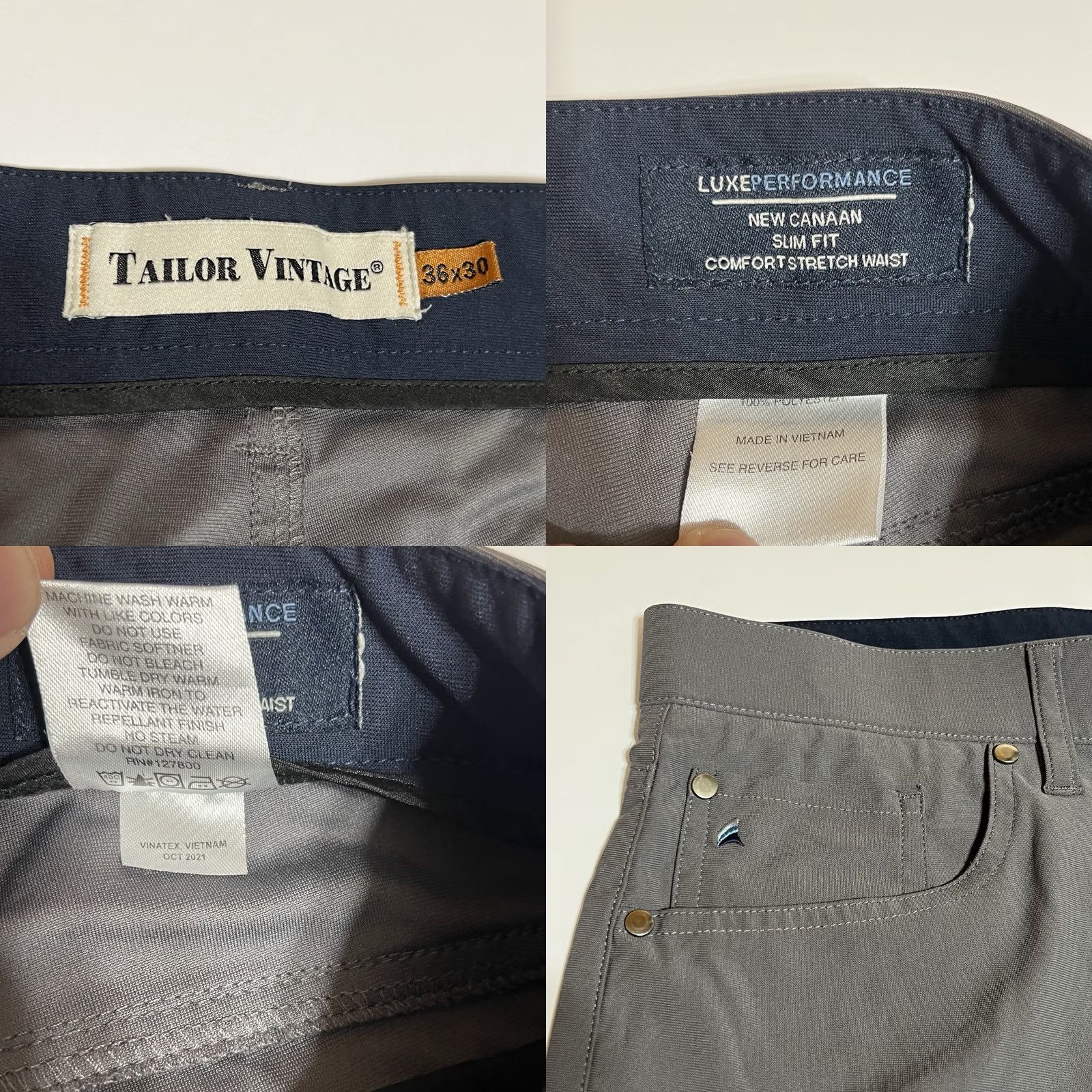 Vintage Tailor Vintage Mens Canaan Slim Fit Stretch Pants Gray 36x29 Slim Chino Flat Front Zip Modern Straight Inseam 29 Size US 36 / EU 52 - 8 Thumbnail