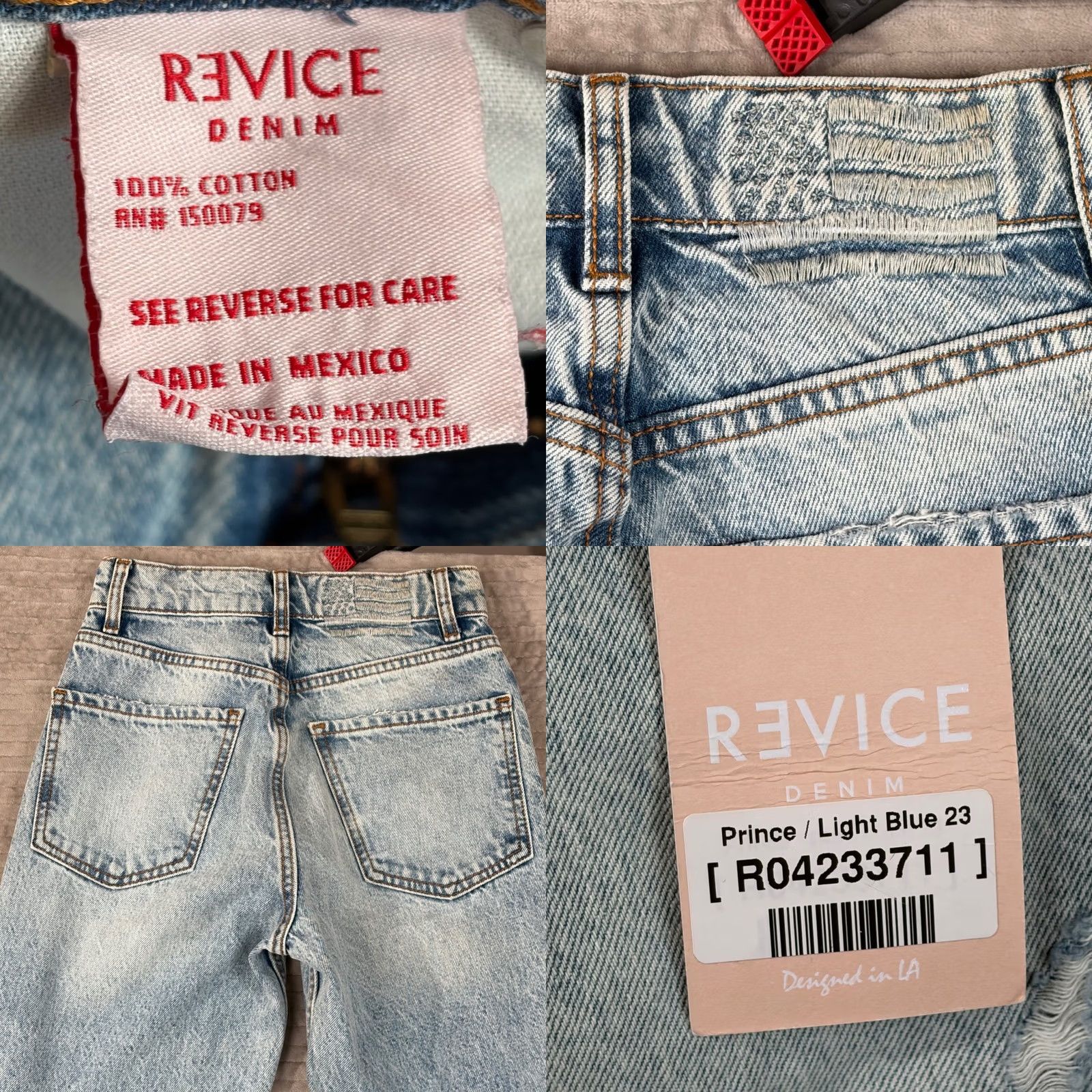Vintage Revice Denim Straight Womens 23 Blue Prince Light High Rise Leg Size NWT Distressed Size ONE SIZE - 8 Thumbnail