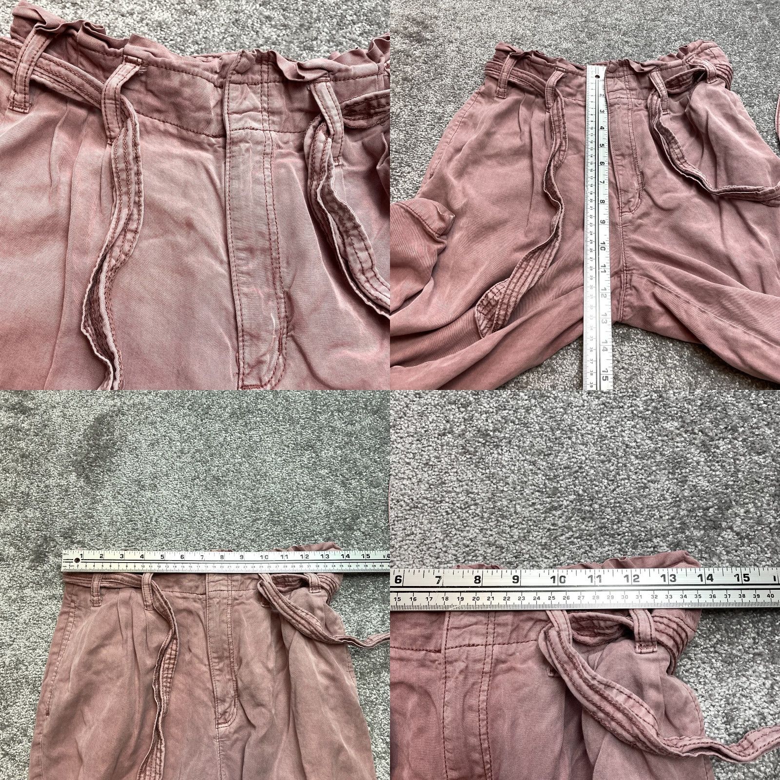 American Eagle Outfitters VINTAGE? No — American Eagle Paperbag Pants Womens 2 Regular Pink Belted Tie Lyocell 28x29 Size 28" / US 6 / IT 42 - 9 Thumbnail