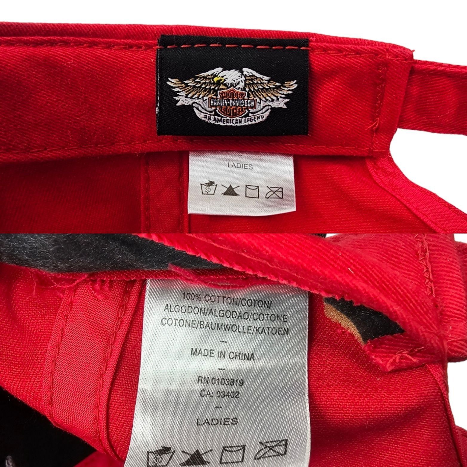 Harley Davidson Harley Davidson Embroidered Red Adjustable Tuck Strap Cap Size ONE SIZE - 9 Thumbnail