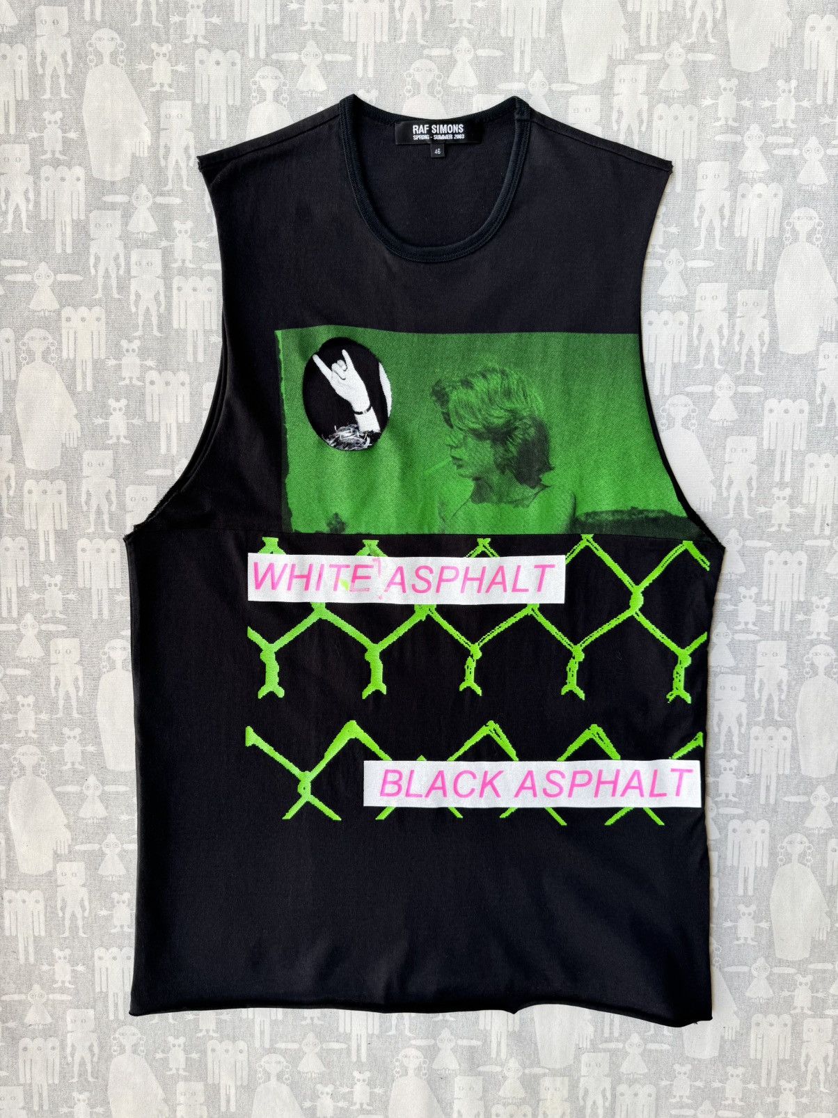 Raf Simons Raf Simons SS03 White / Black Asphalt Oversized Tank Top Size US S / EU 44-46 / 1 - 1 Thumbnail