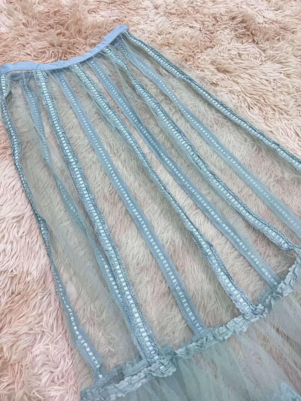 Kaneko Isao Vintage 90’s Kaneko Isao Ruffle Bottom Mesh Long Skirt Size 25" / US 0 / IT 36 - 3 Thumbnail