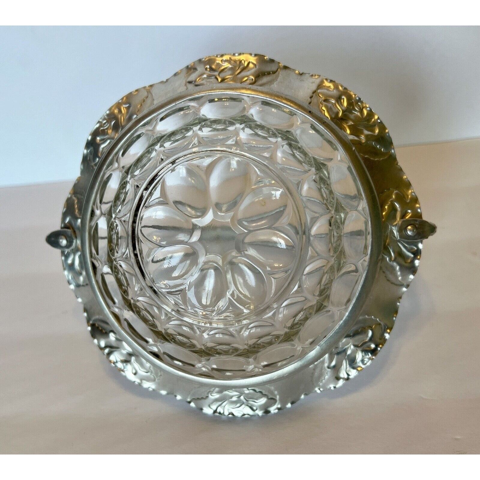Other Vintage Hammered Aluminum Rose Pattern & Thumbprint Glass Size ONE SIZE - 5 Thumbnail