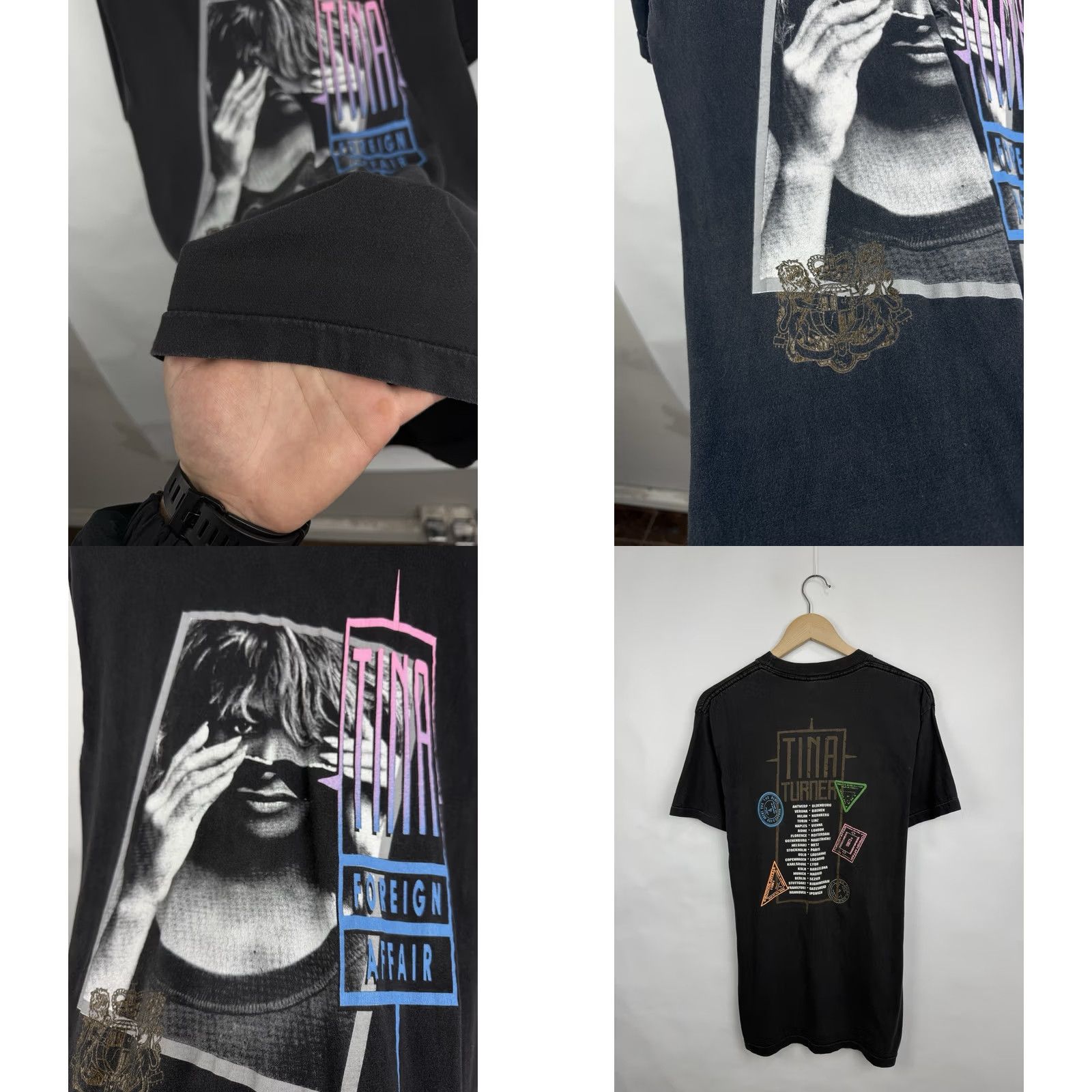 Etro VINTAGE Tina Turner Foreign Affair Tour T-Shirt 80s Black M Mens T-Shirt Size US M / EU 48-50 / 2 - 8 Thumbnail