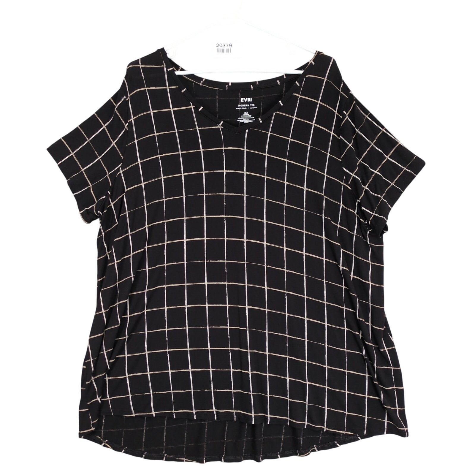 Other Evri Modern Tee Black Grid Top Women's Plus Size 2X Size XXL / US 16-18 / IT 52-54 - 1 Thumbnail