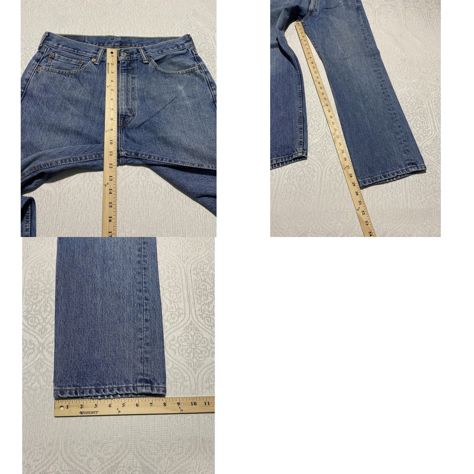 Levi's Levi's 505 Jeans Mens 33x30 Blue Straight Leg Regular Fit Zip Fly Denim Jeans Size US 33 - 8 Thumbnail