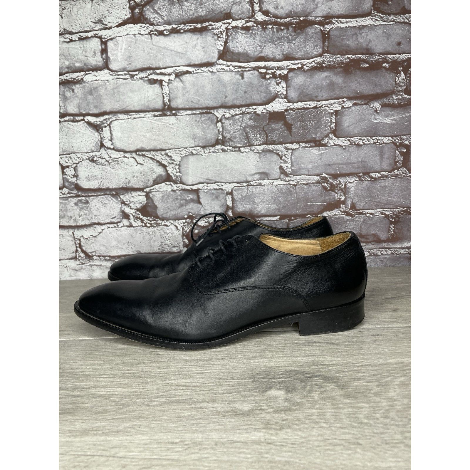 Mercanti Fiorentini Mercanti Fiorentini Black Leather Derby Lace Up Dress Shoes Size US 10 / EU 43 - 2 Thumbnail