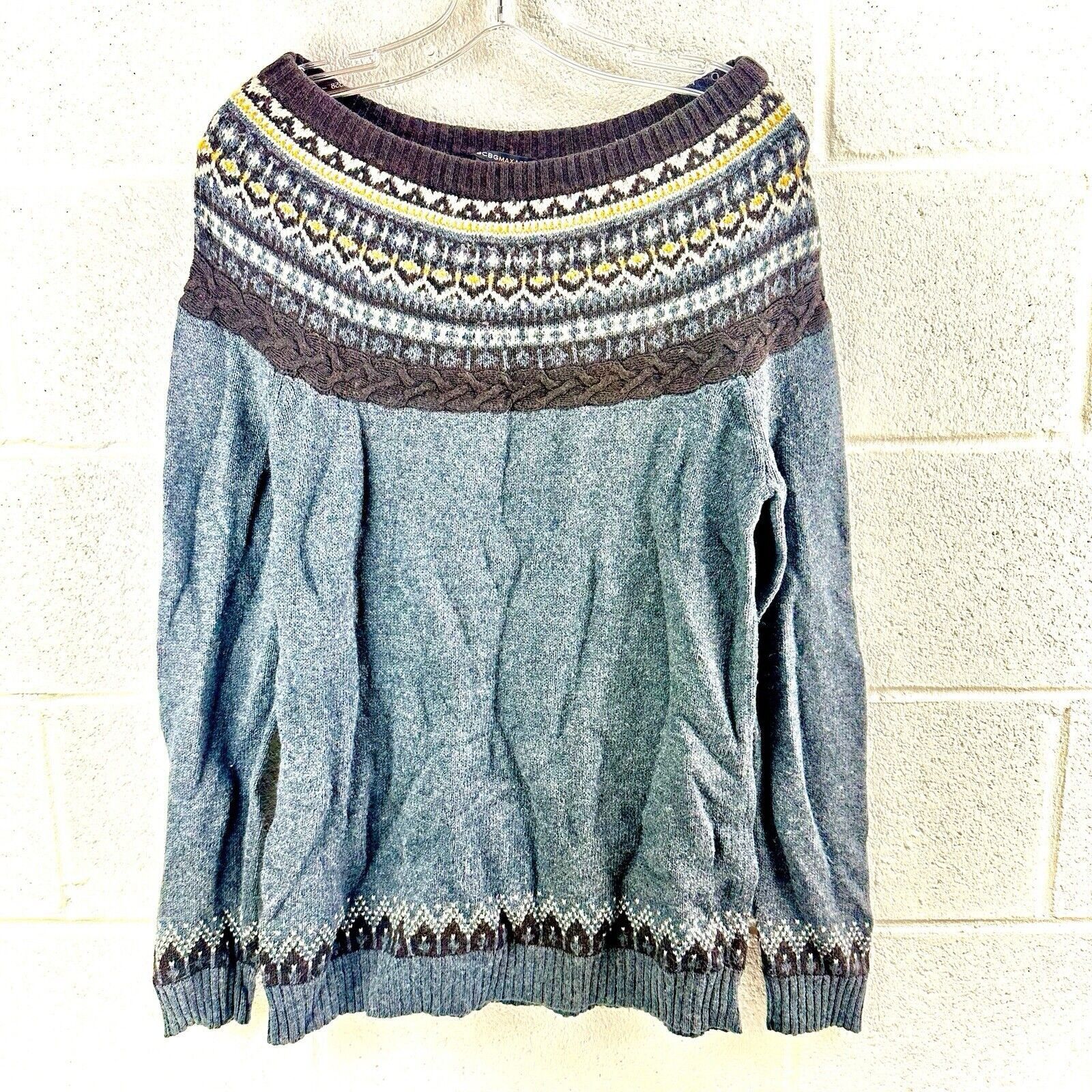 Bcbgmaxazria BCBG Maxazria Vintage Fair Isle Jumper Gray Lambswool XS/S Size XS / US 0-2 / IT 36-38 - 5 Thumbnail