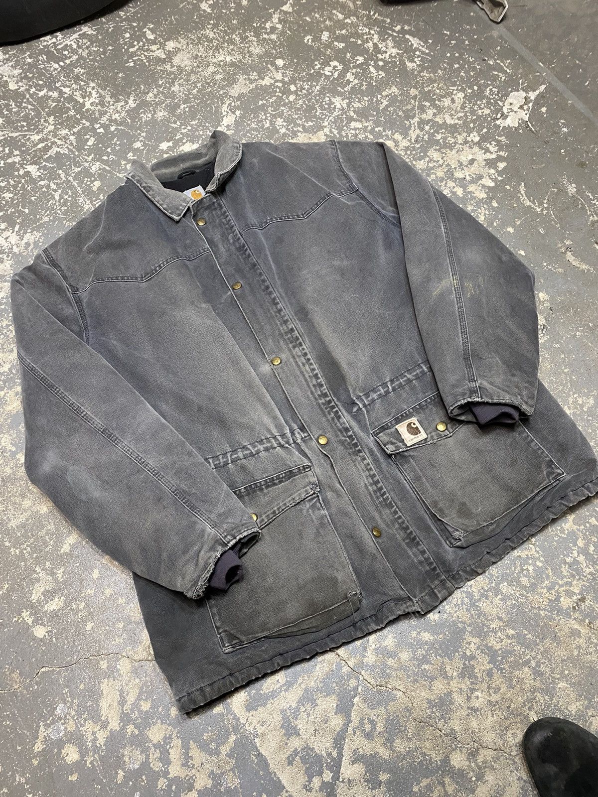 Carhartt × Vintage Vintage Carhartt Faded Chore Work Cape Jacket Size US XXL / EU 58 / 5 - 7 Thumbnail