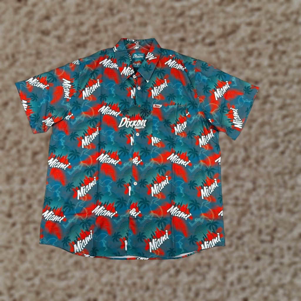 Vintage Dixxon Party Shirt Men 2XL Blue Red The Vice Miami Flamingo Floral Short Sleeve Button-Up Hawaiian 90s Printed Mens Size US XXL / EU 58 / 5 - 1 Thumbnail
