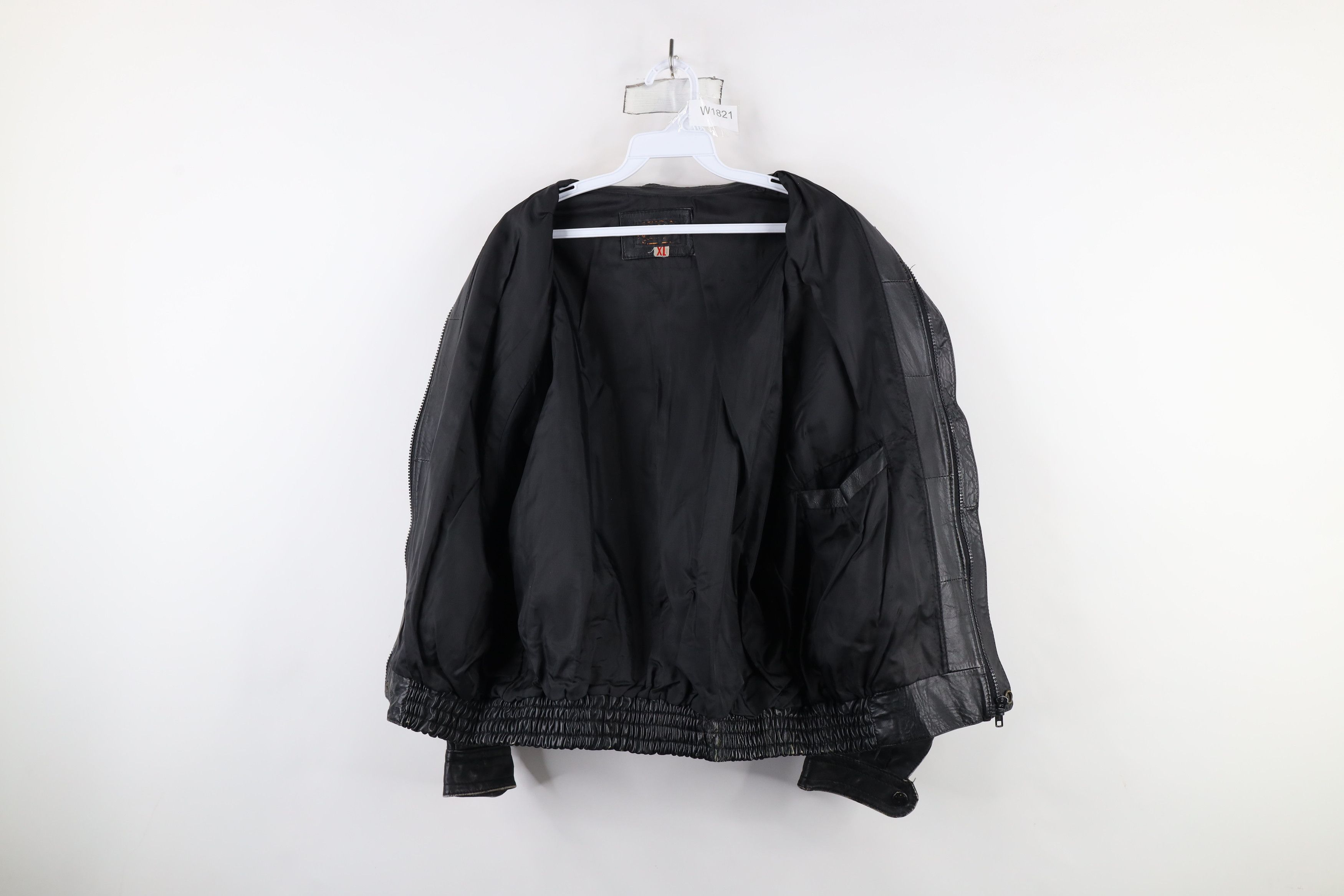 Vintage Vintage 70s Streetwear Leather Moto Bomber Jacket Black Size XL / US 12-14 / IT 48-50 - 9 Thumbnail