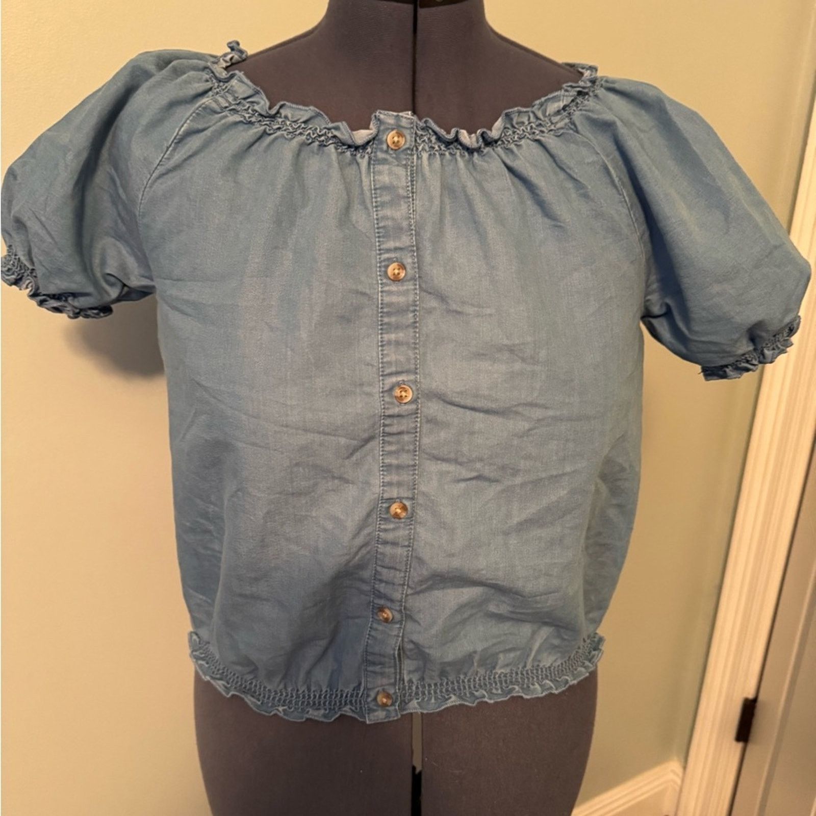 Other Thereabouts Blue Off-Shoulder Women's Blouse SZ XL Size XL / US 12-14 / IT 48-50 - 1 Thumbnail