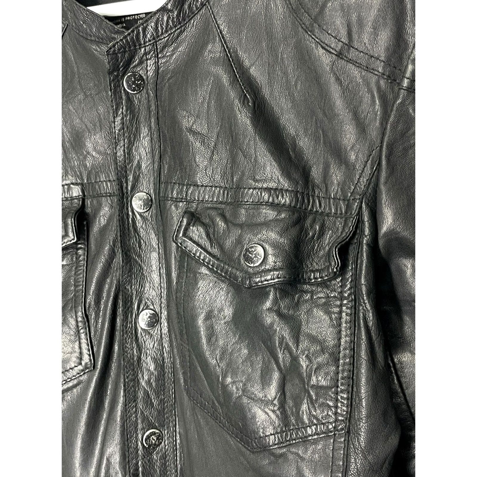 Allsaints AllSaints Jacket Mens Bomber Leather Size M Black Size US M / EU 48-50 / 2 - 5 Thumbnail