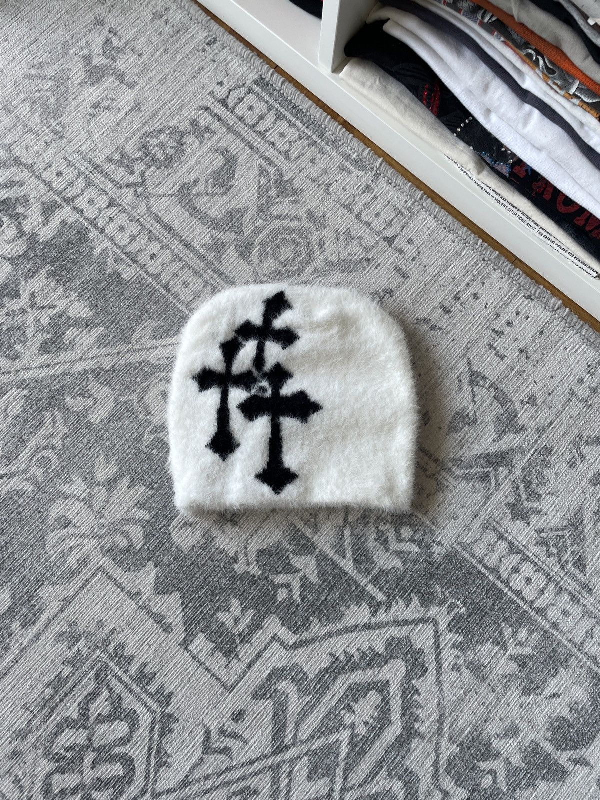 Japanese Brand Vintage Mohair Beanie Hat Varsity Iron Cross Y2K Drip Japan Size ONE SIZE - 1 Thumbnail