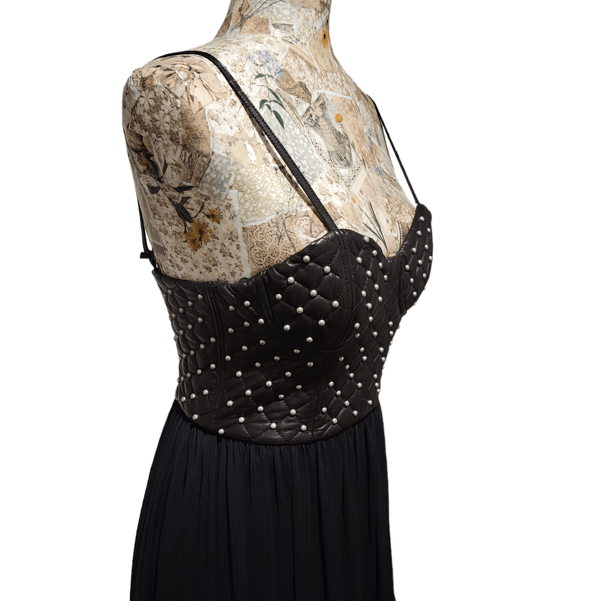 Alice + Olivia Alice & Olivia Leather Black Corset Maxi Dress Prom Gown Size XS / US 0-2 / IT 36-38 - 8 Thumbnail