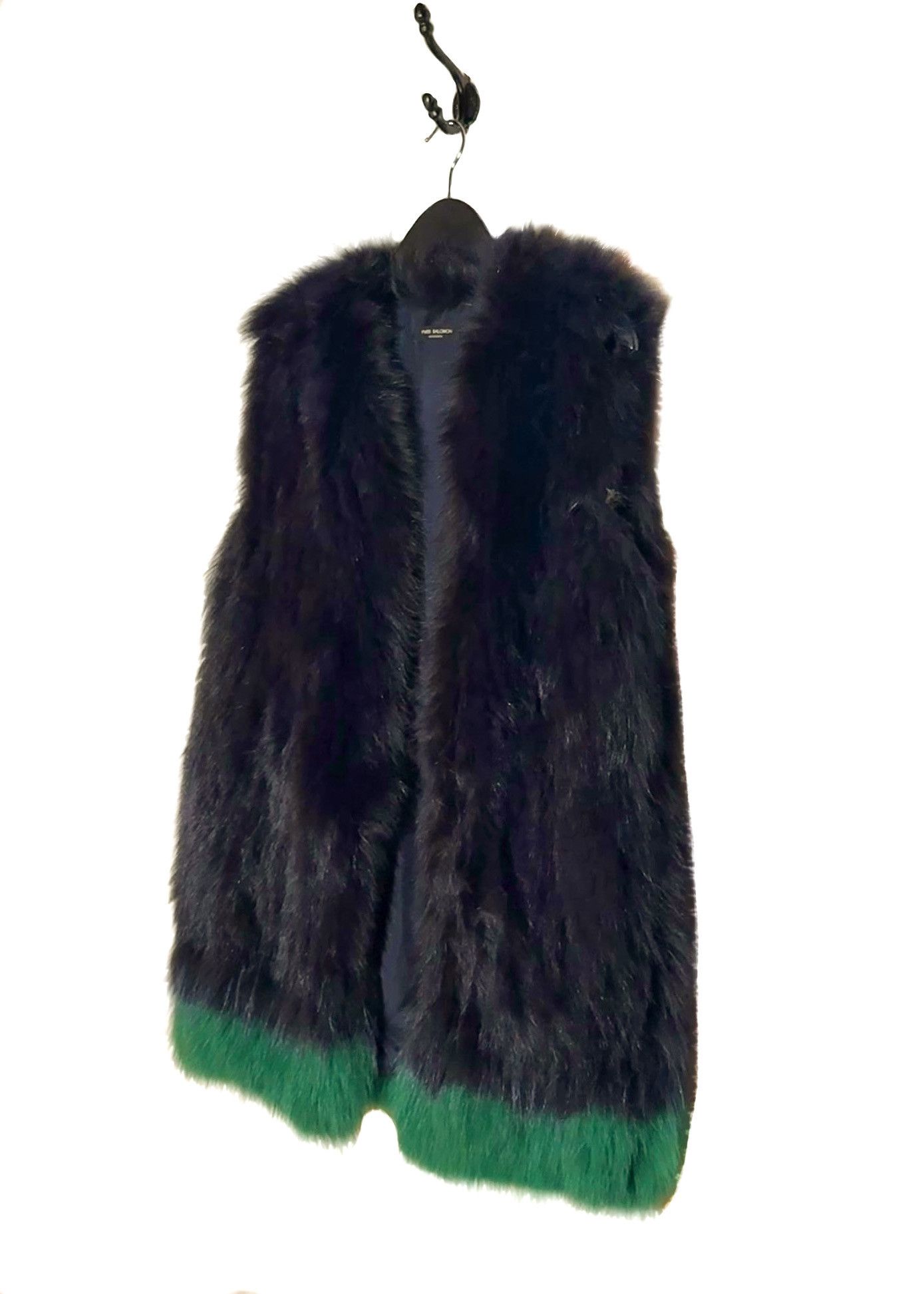 Yves Salomon Yves Salomon Navy Blue Green Trim Rabbit Fur Vest Size L / US 10 / IT 46 - 2 Thumbnail