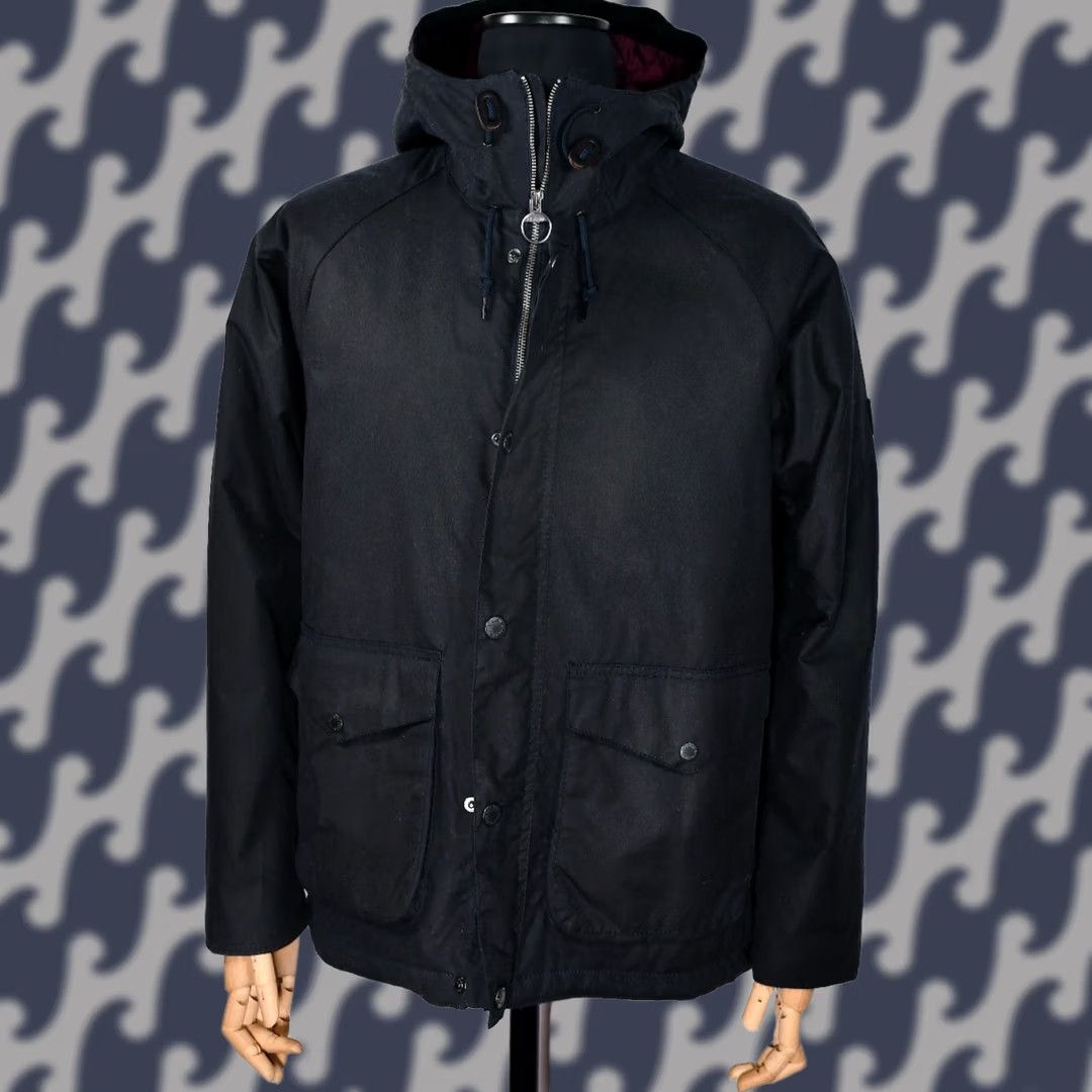 Barbour Barbour Alpha Waxed Hooded Jacket Barbour Alpha Waxed Jacket L Black Mens Wool Cotton Waxed Coat Size US L / EU 52-54 / 3 - 1 Thumbnail