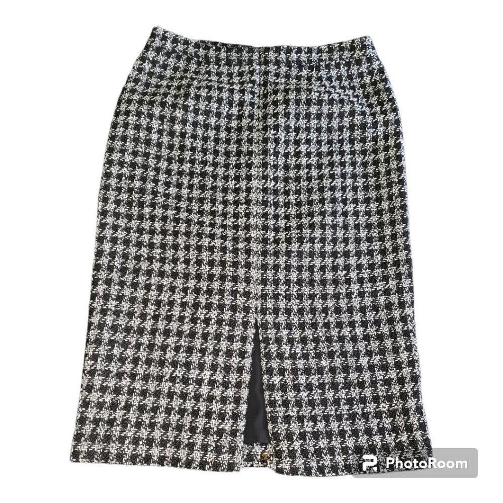 Designer CT695 Halogen Black & White Tweed Skirt 14 Size 36" / US 14 / IT 50 - 3 Thumbnail