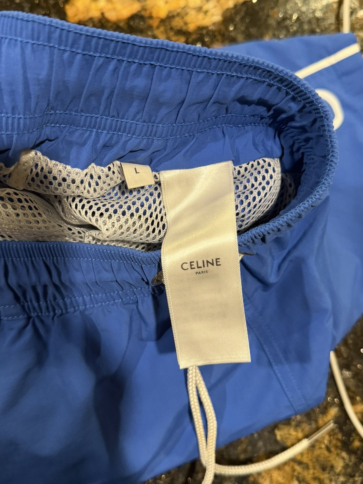 Celine Celine x Hedi FW23 Royal Blue Swim Trunks Logo Print Shorts Size US 34 / EU 50 - 8 Thumbnail