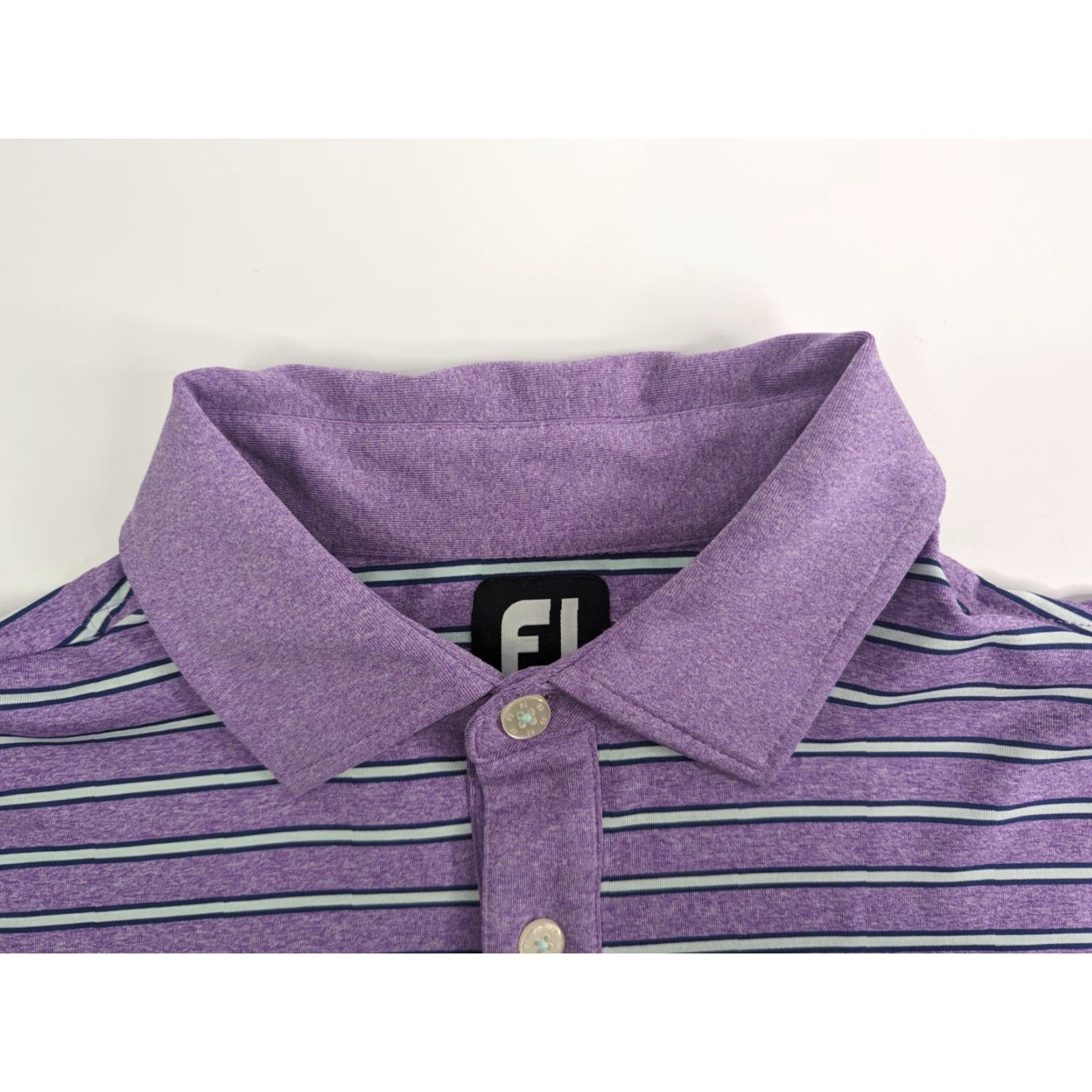 Footjoy FootJoy Polo Shirt Mens M Purple Striped Golf Breathable Stretch Easy Care Short Sleeve - Preppy Casual Activewear Size US M / EU 48-50 / 2 - 5 Thumbnail