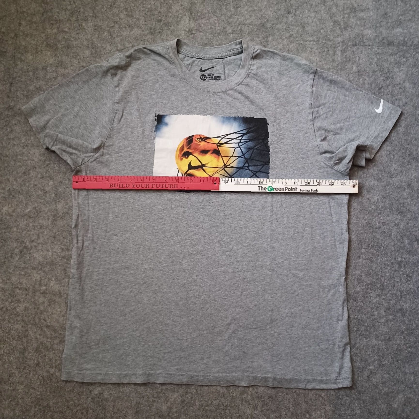 Nike Nike T Shirt Mens XXL Gray Slim Fit Score Graphic Brasil Net Soccer Ball Swoosh Size US XXL / EU 58 / 5 - 4 Thumbnail