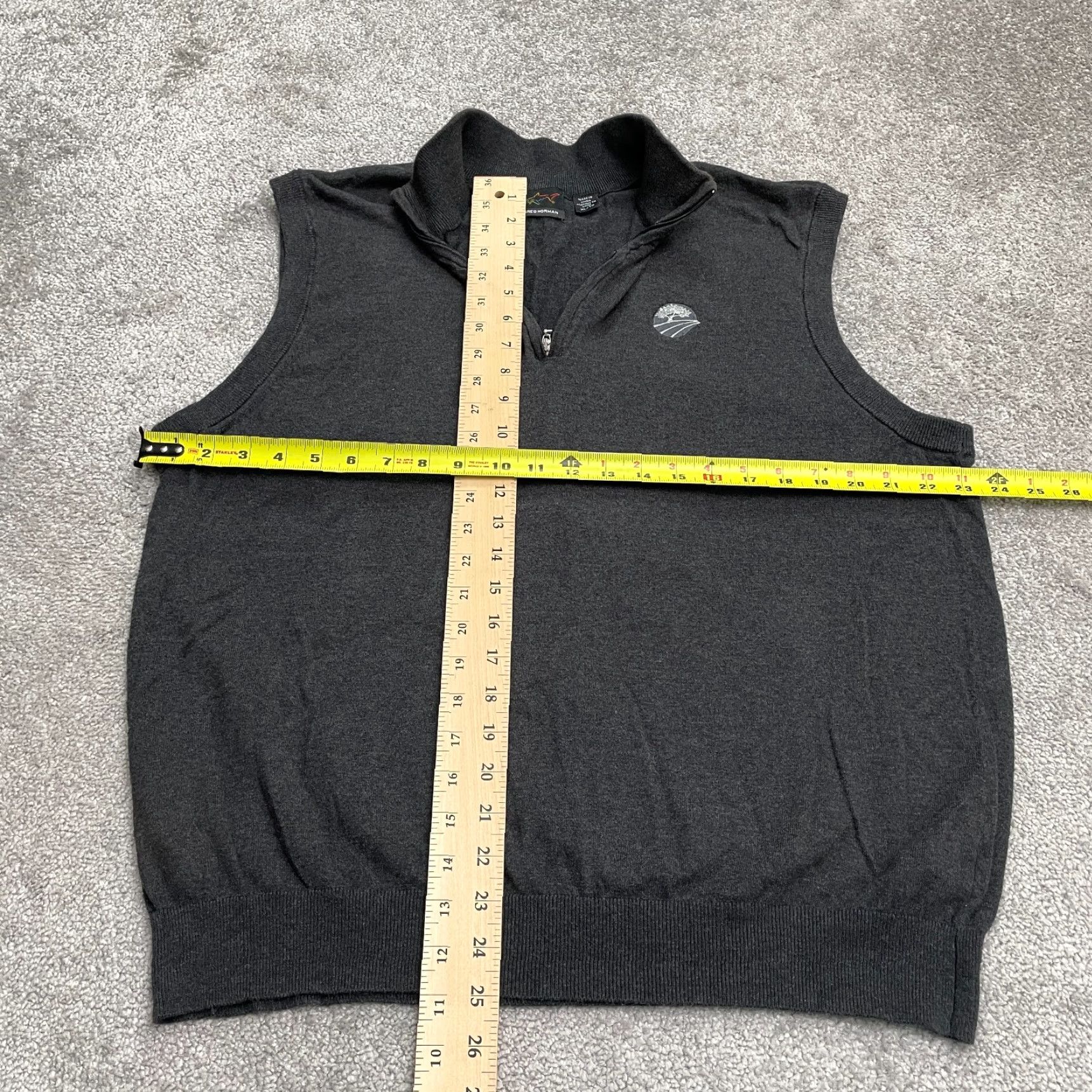 Vintage Greg Norman 1/4 Zip Sweater Vest Mens XL Dark Gray Sleeveless Cotton Silk Golf Size US XL / EU 56 / 4 - 7 Thumbnail
